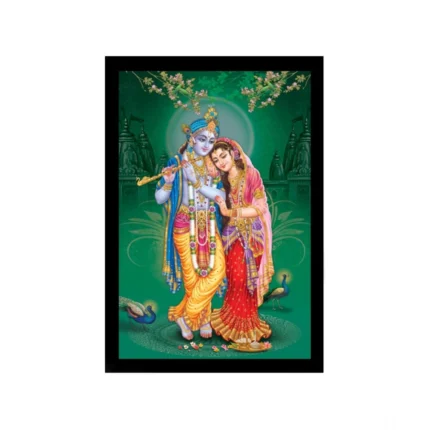 Generic Radha Krishna Painting with Synthetic Photo Frame (Multicolor)